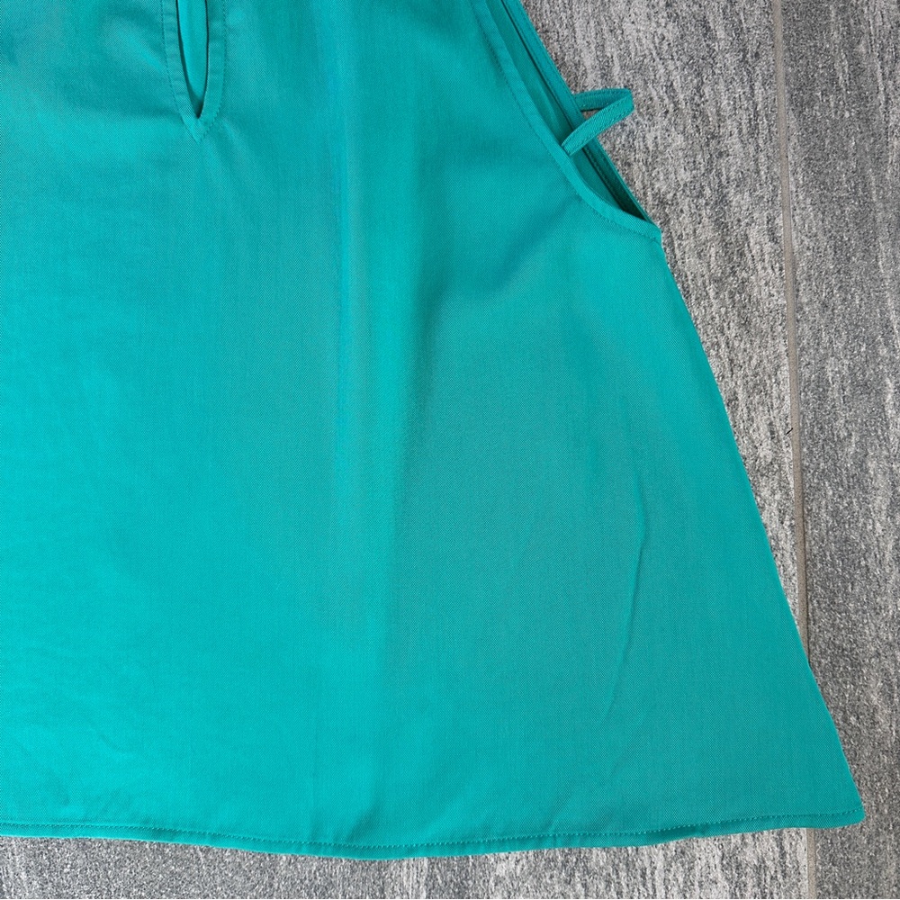 NWOT Free People Aqua “Palm Breeze” Sleeveless Blouse Mock Neck Turquoise Top XS - Picture 11 of 15